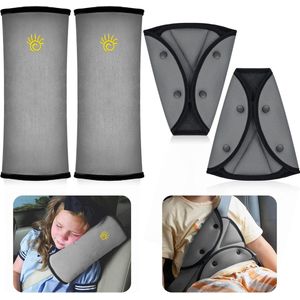 4 stuks gordelkussens voor kinderen, 2 afneembare autostoelen, riemkussen, 2 riemkussens, beschermkussen, afneembaar, kinderautogordelkussen, gordelbescherming voor meer comfort op reis