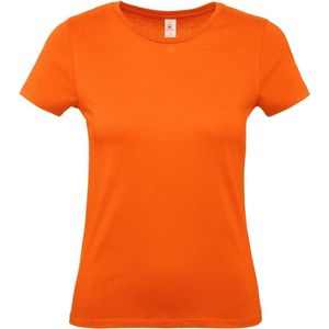 Set van 4x stuks oranje t-shirts met ronde hals voor dames - 100% katoen - Koningsdag / Nederland supporter, maat: XL (42)