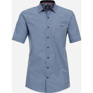 Redmond comfort fit overhemd - korte mouw - popeline - blauw geruit - Strijkvriendelijk - Boordmaat: 41/42