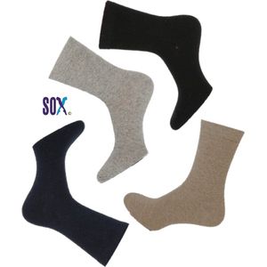SOX superzachte warme effen fijne Wollen sokken 4 PACK Marine/Zwart/ L Grijs/Beige Unisex en Naadloos 40/46