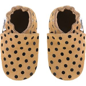 Zandkleurige suede babyslofjes met stippen van Baby-Slofje, maat 24/25 - 18-24 maanden