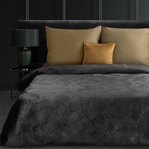 Oneiro’s luxe LILI Type 4 Beddensprei Zwart - 220x240 cm – bedsprei 2 persoons - beige – beddengoed – slaapkamer – spreien – dekens – wonen – slapen