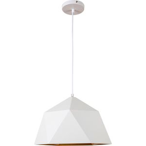 QUVIO Hanglamp modern / Plafondlamp / Sfeerlamp / Leeslamp / Eettafellamp / Verlichting / Slaapkamer lamp / Slaapkamer verlichting / Keukenverlichting / Keukenlamp - Hoekig design - Diameter 33 cm - Wit