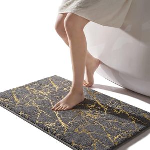 JGS ® Badmat antislip wasbaar badmat grijs badkamertapijt, goud decoratief tapijt luxe badkamer accessoires, zachte microvezel absorberende badmat voor badkamer bad, 50 x 80 cm