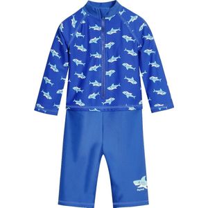 Playshoes - UV-zwempak voor jongens - longsleeve - Haaien - Blauw - maat 74-80cm