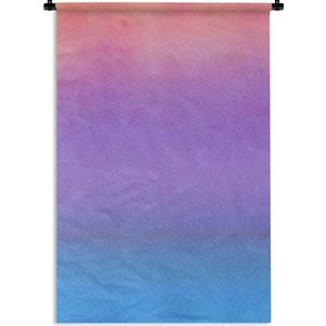 Wandkleed Waterverf Abstract - Abstract werk gemaakt van waterverf en een overloop van roze naar paars en blauw Wandkleed katoen 120x180 cm - Wandtapijt met foto XXL / Groot formaat!