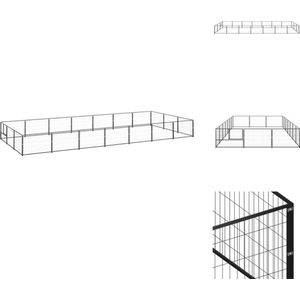 vidaXL Hondenkennel - Grote buitenren - Stalen constructie - Zwart - 700x300x70cm - Afsluitbare deur - Kennel