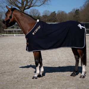 Cavar Wollen Deken Paard  400 gram Donkerblauw 205cm  - paardendeken wol - uitrijdeken - zweetdeken - onderdeken