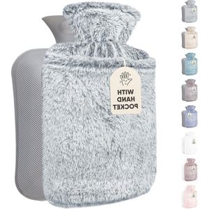 Kruik Warmwater met Hoes - Zachte Premium Hoes - 18L - Pijnverlichting voor koude Avonden en Nachten - Lichtgrijs