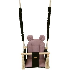 Babyschommel - babyswing - met oren - max. 20 kg - zwart, lichtroze