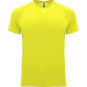 Fluorescent Geel kinder unisex sportshirt korte mouwen Bahrain merk Roly 12 jaar 146-152