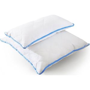 Ergonomisch kussen 60x80 - Kussen met microvezel vulling - Comfortabel - Zacht kussen voor alle slaaphoudigen - Kussen wasbaar - Orthopedisch kussen - Ademende materialen-Zachte kussensloop-Set van 2
