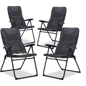 4 x gepolsterde campingstoel - tuinstoel comfortabel - picknick - grijs