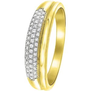 Lucardi Dames Ring met 46 diamanten 0,11ct - Ring - Cadeau - 14 Karaat Goud - Geelgoud