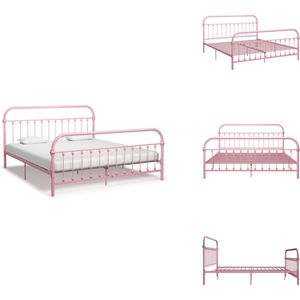 vidaXL Bedframe - Bedframes - Tweepersoonsbed - Tweepersoonsbedden - Bedframe metaal roze 180x200 cm