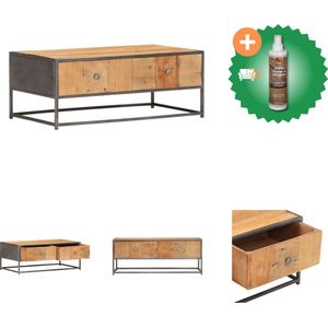 vidaXL Salontafel 90x50x35 cm massief gerecycled hout - Tafel - Inclusief Houtreiniger en verfrisser