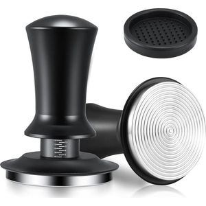 Koffie tamper 51 mm met basis rib, espresso koffiestamper 51 mm met 20 lbs aandrukkracht, basis van roestvrij staal 304 koffiestamper voor zeefdrager