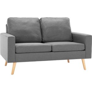vidaXL 2-delig Bankstel - Stof - Lichtgrijs Bankstellen - Sofa - Lounge Stoffen - Fauteuils - Grijs Meubilair