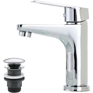 Ibenzoa® Tijdloze Chroom Wastafelkraan voor Badkamer met Trekstang en Afvoerset, Eengreepsontwerp voor Gemakkelijk Gebruik