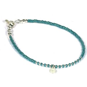 Heaven Eleven - dames - Enkelbandjes - zilver 925 - turkoois - 1mm - 25cm