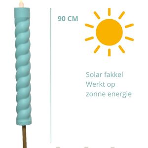 Aandeslagvoorjou - Solar Fakkel Swirl - Ledlamp - Led Kaarsen - Solar Lantaarn - Tuinfakkel - Zonneenergie - Fakkels Blauw - Tuinlampen op Zonneenergie Buiten - Tuinlamp Staand - 90 cm Hoog