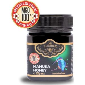 100% natuurlijke, rauwe Manuka honing- MGO 100+, Auribee- 250 gram- verpakt in Nieuw zeeland- gecontroleerd en gecertificeerd