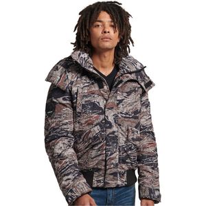 SUPERDRY Code Xpd Everest Bomber Bomber Jas Mannen Washed Khaki Print - Maat XL