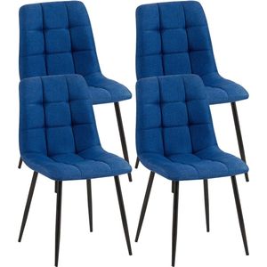 In And OutdoorMatch Eetkamerstoelen Ryleigh - Blauw - Set van 4 - Stof - Hoge kwaliteit bekleding - Luxe eetkamerstoelen - Moderne look