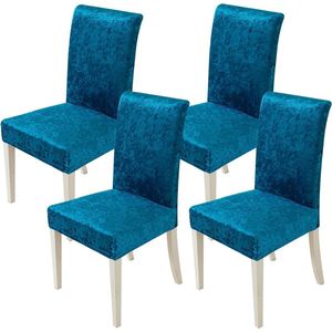 Bastix - Stoelhoezen, set van 4, elastische hoezen, stoelhoes, schommelstoelen, hoezen voor stoelen, blauw-groen, fluwelen stoelhoezen voor bureaustoel, overtrek, keuken, woonkamer, banket, familie