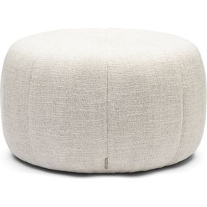 Riviera Maison Poef Wit, Kruk, Voetenbank, Rond - Falcone Stool Antique - Polyester, hout - (ØxH) 72x41