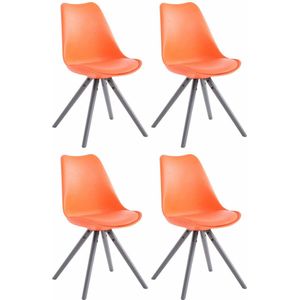 CLP Toulouse Set van 4 stoelen - Rond - Kunstleer oranje grijs