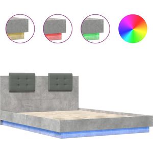 vidaXL-Bedframe-met-hoofdbord-en-LED-verlichting-betongrijs-150x200-cm
