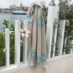 Fashion4wellness HAMAMDOEK EYE beige - Pestemal - saunadoek - dun strandlaken - hammamtowel