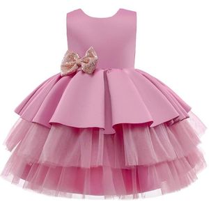 Prinsessenjurk meisje - Het Betere Merk - feestjurk meisje -maat 110/116 (120) - roze - bruidsmeisjes jurken - communie jurk - bruidsmeisjes jurken voor kinderen - cadeau meisje - lange gouden prinsessenhandschoenen