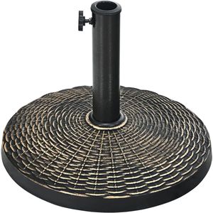Parasolstandaard - Parasolvoet Rond - Rotan Parasolhouder - Verzwaarde Parasolvoet - Parasol Base met Draaiknop - Parasolhouder Tuin - Parasolvoet Terras - Parasolvoet Bruin - Hars Parasolstandaard - Ø 45 cm - Geschikt voor 38/48 mm Stok