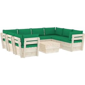 vidaXL 9-delige Loungeset met kussens groen