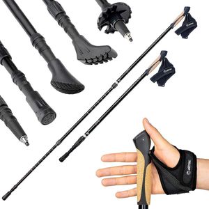 Wandelstokken Click & GO trekkingstokken met schokdemping, Nordic Walking-stok, verstelbaar en super licht, 69-136 cm, incl.