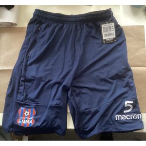 Macron Bermuda Danube, Navy blauw , maat M, let op: voorzien van Sportclub Emma logo en nr. 5