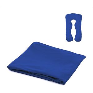 MeraLife® Zwangerschapskussen Hoes (U-Vorm) XXL - Zwangerschapskussens - Zijslaapkussen - Ondersteuningskussen - Kussenhoes - 140x80cm - Konings Blauw