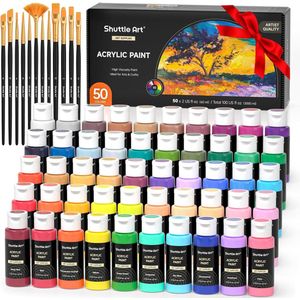 Acrylverf Set - 50 Kleuren - Hoogwaardige Waterbestendige Acrylverf - 56 gram/60 ml