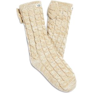 UGG Laila Bow Fleece Lined Dames Sokken - Crème/Goud - One Size