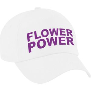 Flower power pet wit met paarse letters - volwassenen - Toppers