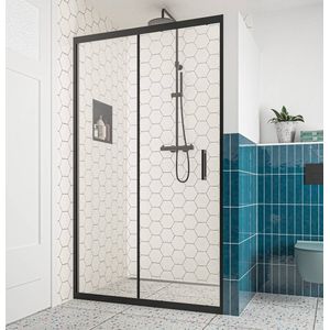 Saqu Sturdy Douchedeur - Schuifdeur met Omkeerbare Draairichting 140x200 cm - Antikalk - Mat Zwart - Veiligheidsglas