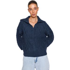 Trendyol Blauwe Gebreide Trui Met Dikke Gebreide Details En Zachte Structuur Twoaw24Kz00673