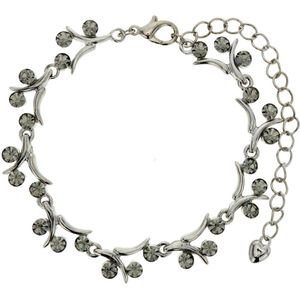 Behave Zilver-kleurige takjes armband met grijze stenen