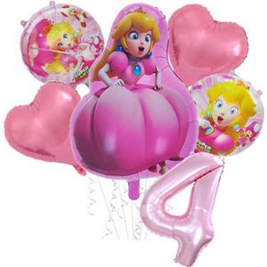 Super Mario Prinses Peach set - 73x52cm - Folie Ballon - princess peach - Themafeest - 4 jaar - Verjaardag - Ballonnen - Versiering - Helium ballon