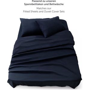 Laken voor tweepersoonsbed, 160 x 275 cm, onderhoudsvriendelijke microvezel, zachte stof, zonder elastiek - donkerblauw