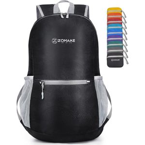 Ultra Lichtgewicht Opvouwbare Rugzak 20L,Kleine Rugzak Waterdichte Wandelrugzak,Pakbare Rugzak voor Dames En Heren,Outdoor Wandelen Camping Wandelen Reizen - Zwart