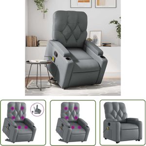 The Living Store Sta-op-massagestoel verstelbaar kunstleer grijs - Sta-op Massagestoel - Massagerstoel - Elektrisch Verstelbaar - Ergonomische Stoel - Lounge Stoel