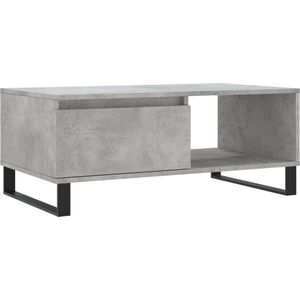 vidaXL - Salontafel - 90x50x36,5 - cm - bewerkt - hout - betongrijs